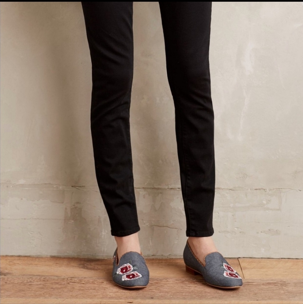 Billy Ella's Anthropology Briarwood Embroidered Floral Loafers